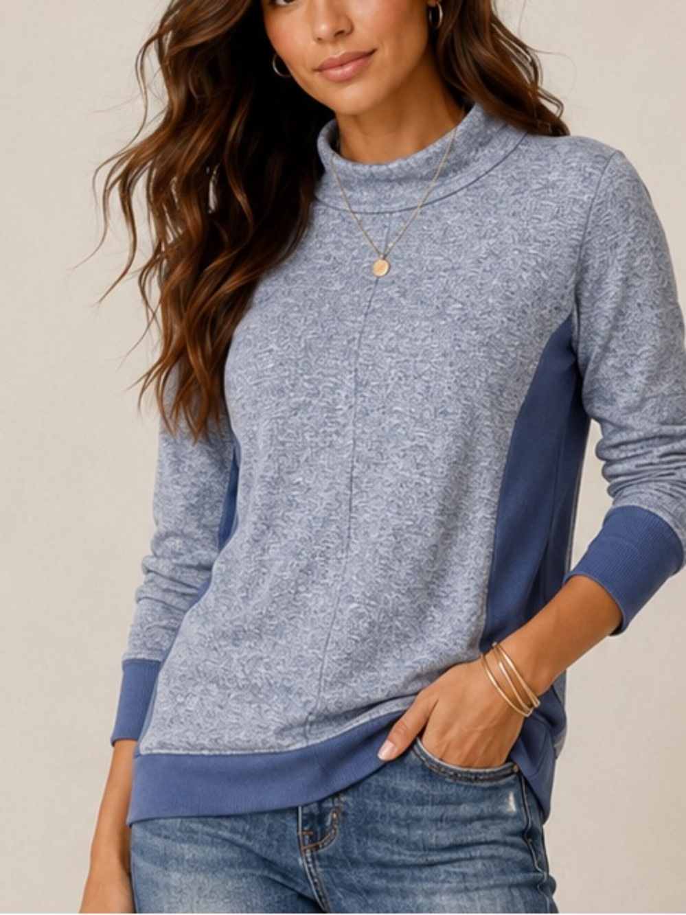 H by Halston heathered light blue crew sweatshirt